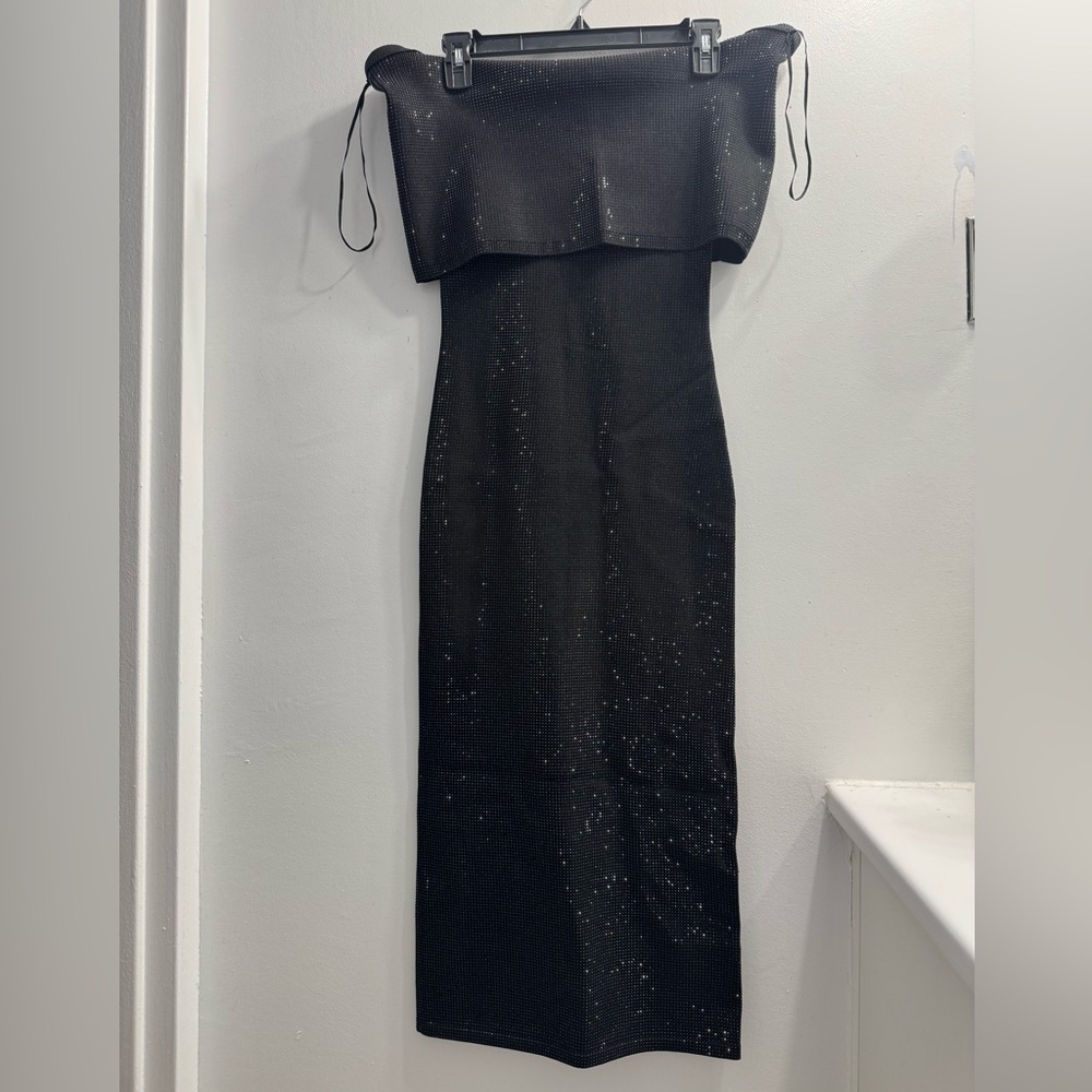Michael Kors Embellished Stretch Knit Off-The-Shoulder Dress